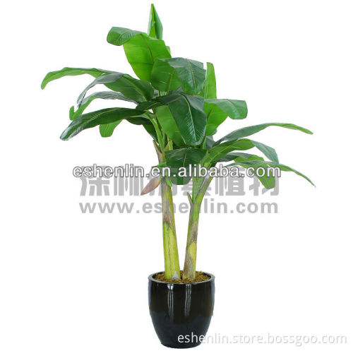 indoor evergreen plastic artificial tropical plant with fiberglass pot